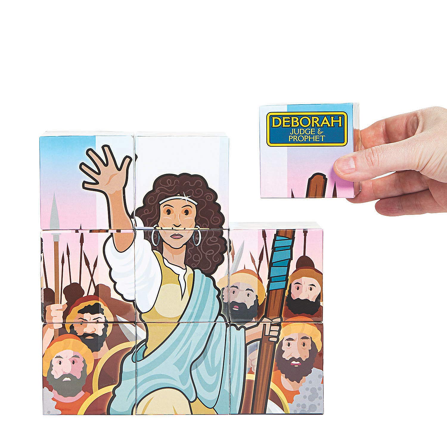 Fun Express Bible Story Puzzle Blocks - 9 Piece Christian Educational Toy Set for Kids | Sunday School, Homeschool & Faith-Based Learning Activities