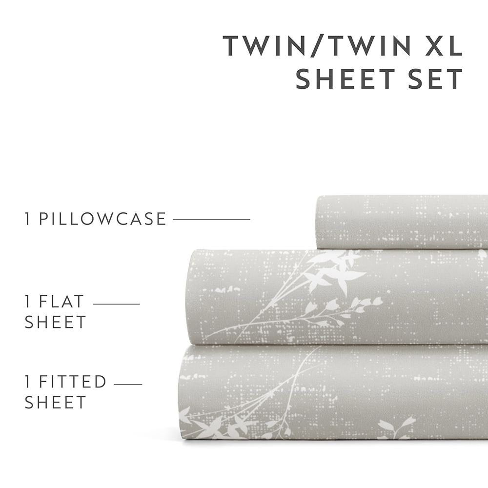Distressed Willow 4-Piece Queen Size Sheet Set - Soft 100% Cotton Bedding for Comfortable Sleep - Perfect for Master Bedroom, Guest Room & Dorm