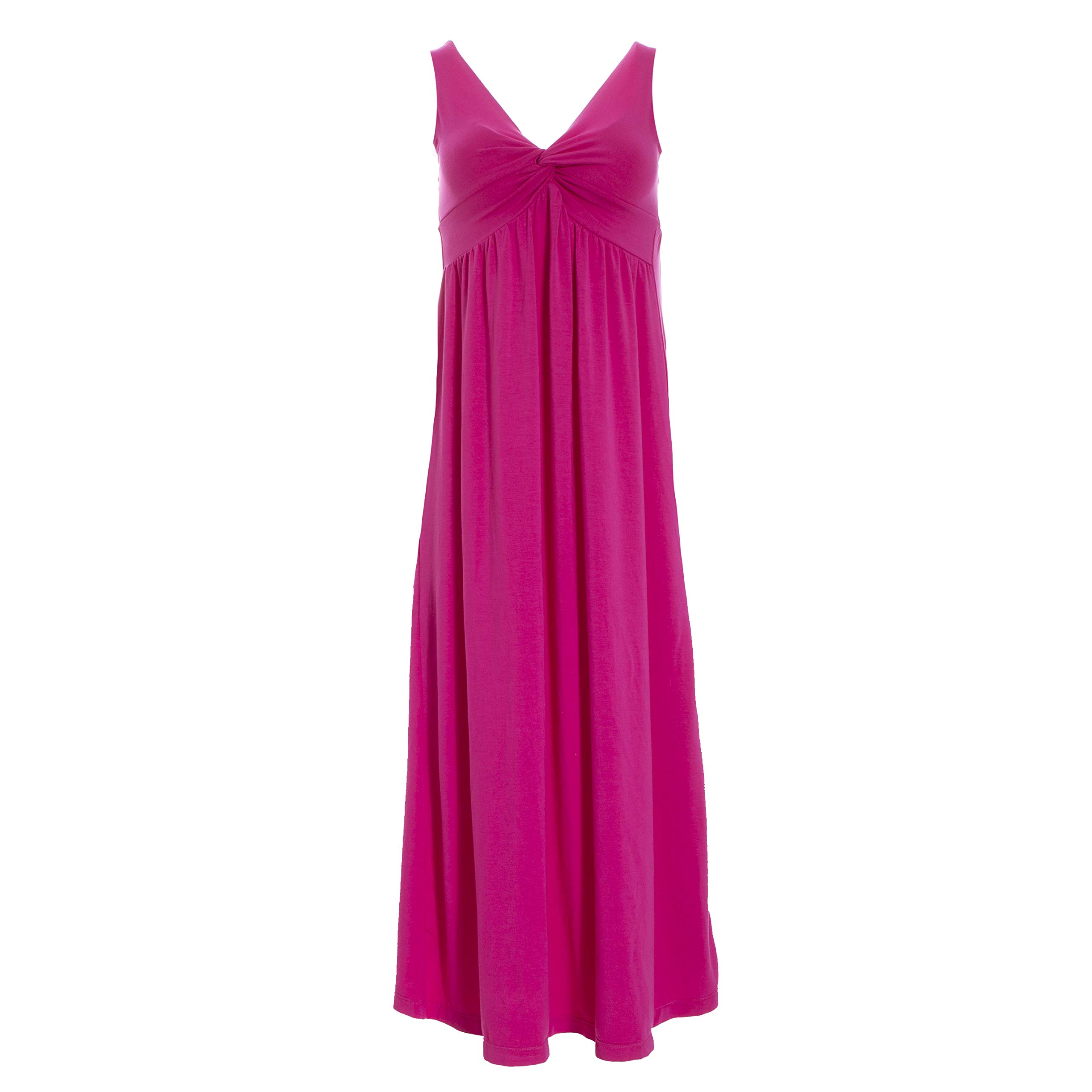 KICKEE Women's Solid Color Simple Twist Nightgown - Soft & Comfortable Sleepwear for Relaxing at Home or Traveling