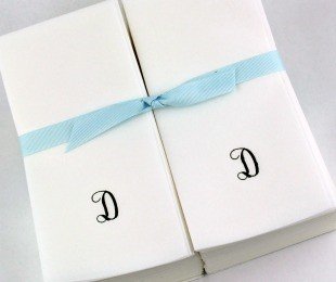 Personalized Black Script Initial D Disposable Linen Guest Hand Towels - 200 Count Bulk Pack with Ribbon Trim - Perfect for Weddings, Parties & Luxury Bathroom Decor