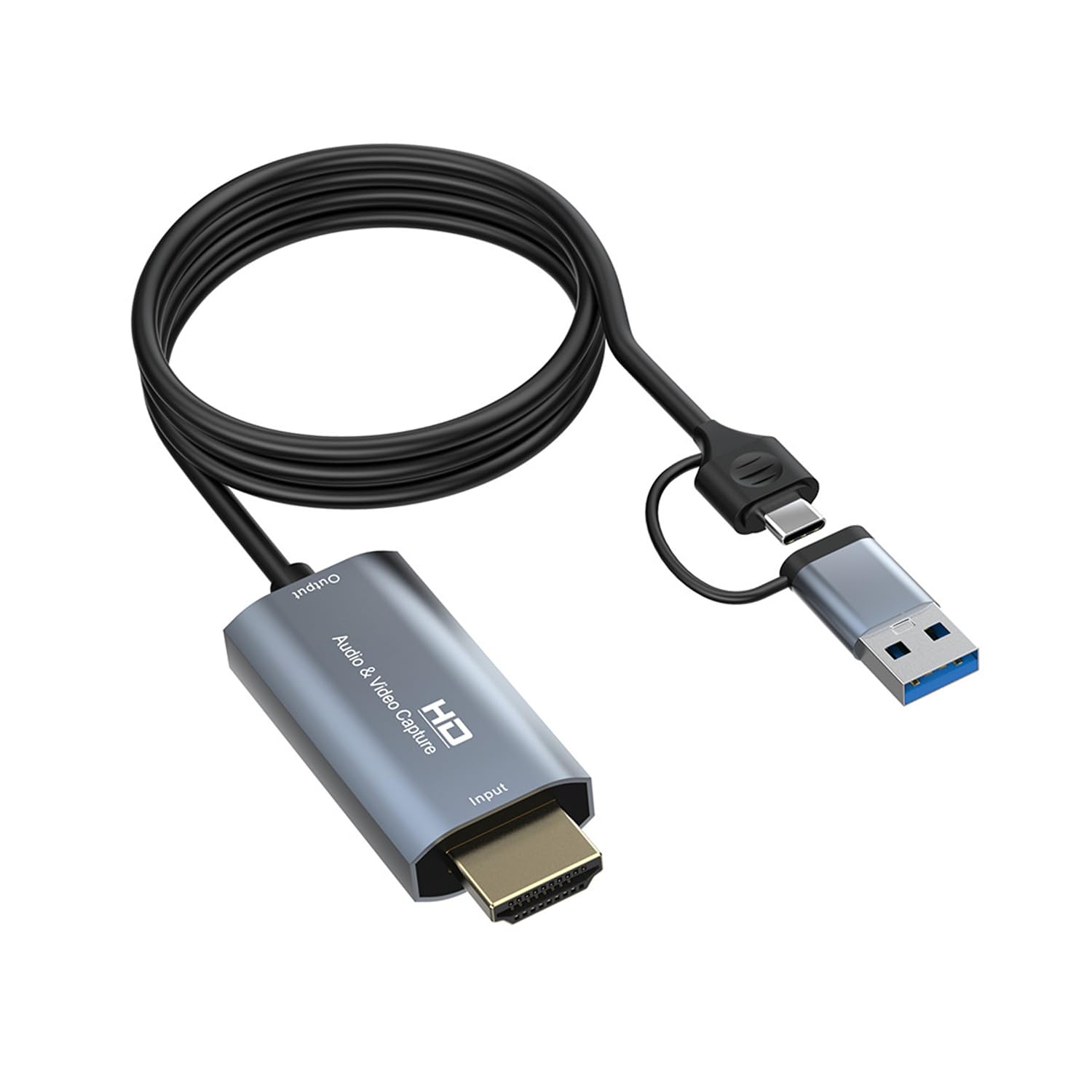 HDMI to USB 3.0 Capture Card with 1.8m Cable - 1080P 60fps USB Audio Video Grabber for Live Streaming, Gaming, Video Conference & Teaching | Perfect for Twitch, YouTube, Zoom & Online Classes