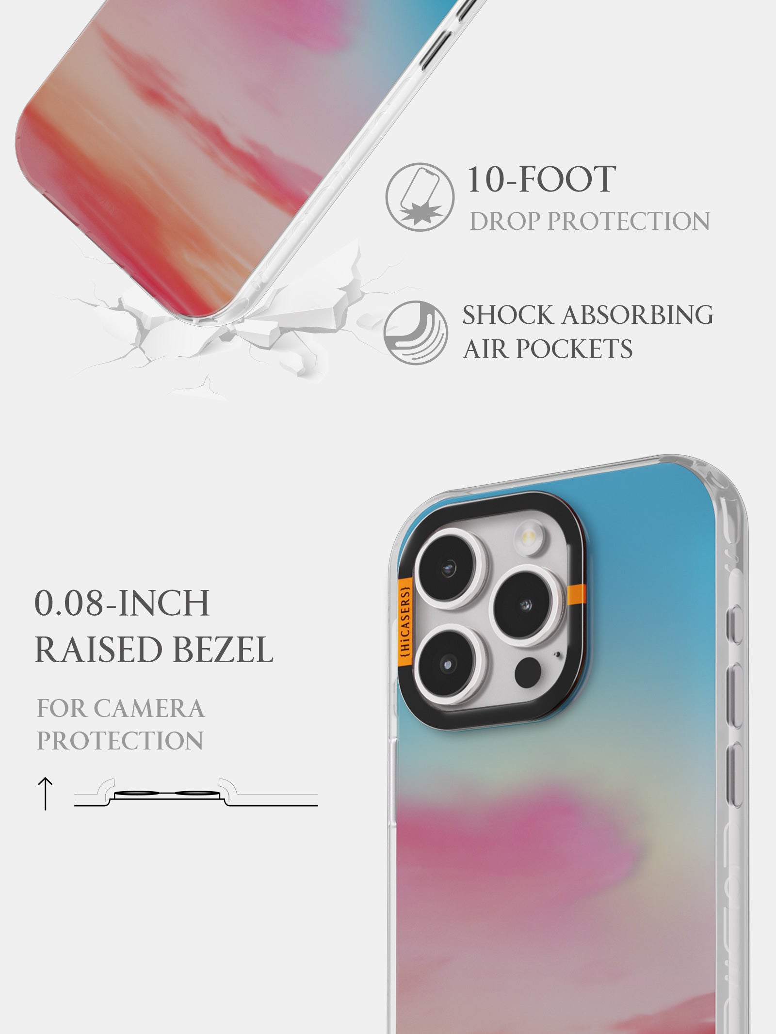 Iridescent Blue Pink Cloudscape Phone Case - Trendy Protective Cover for iPhone & Samsung - Perfect for Everyday Use, Travel & Gifting