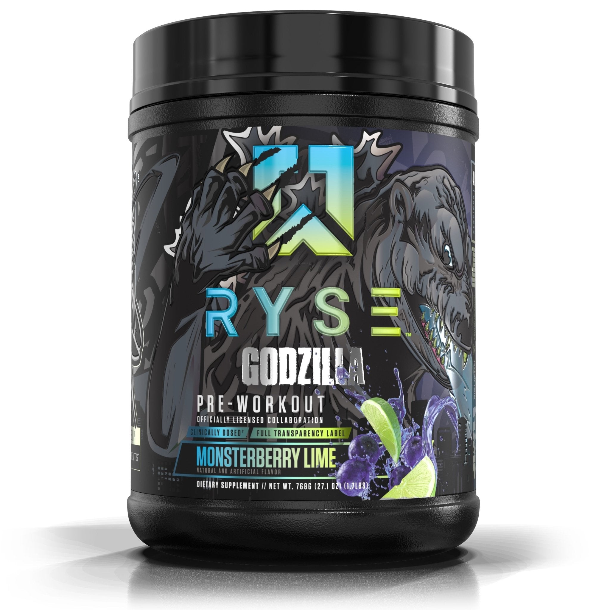 RYSE GODZILLA® Pre Workout Supplement - Energy & Focus Booster for Intense Workouts | Gym Performance Enhancer for Men & Women | Best for Bodybuilding, Weightlifting & CrossFit Training