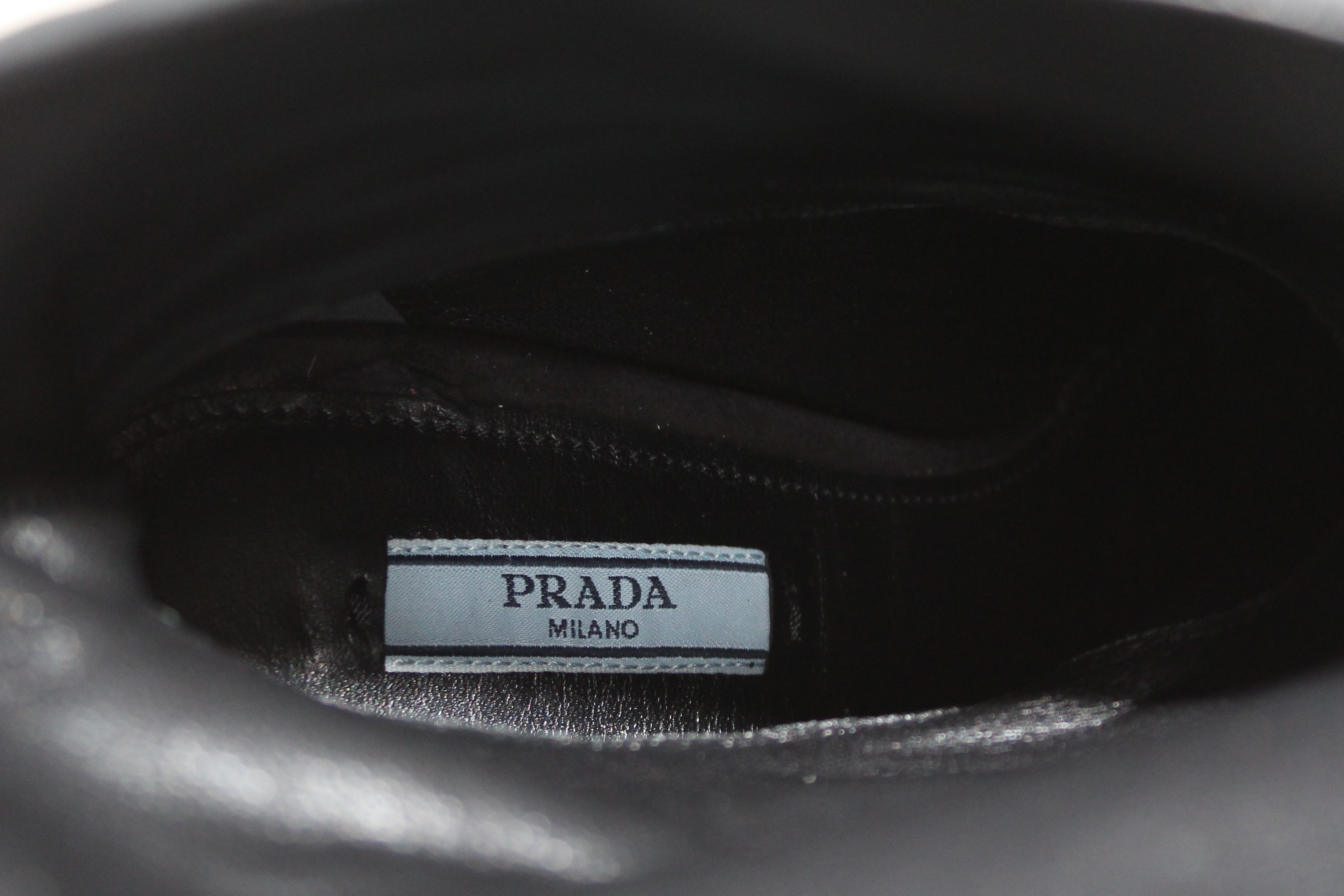 Authentic Prada Black Suede Leather Boots Women's Size 37 - Luxury Fashion Ankle Boots for Office, Party & Winter Outfits