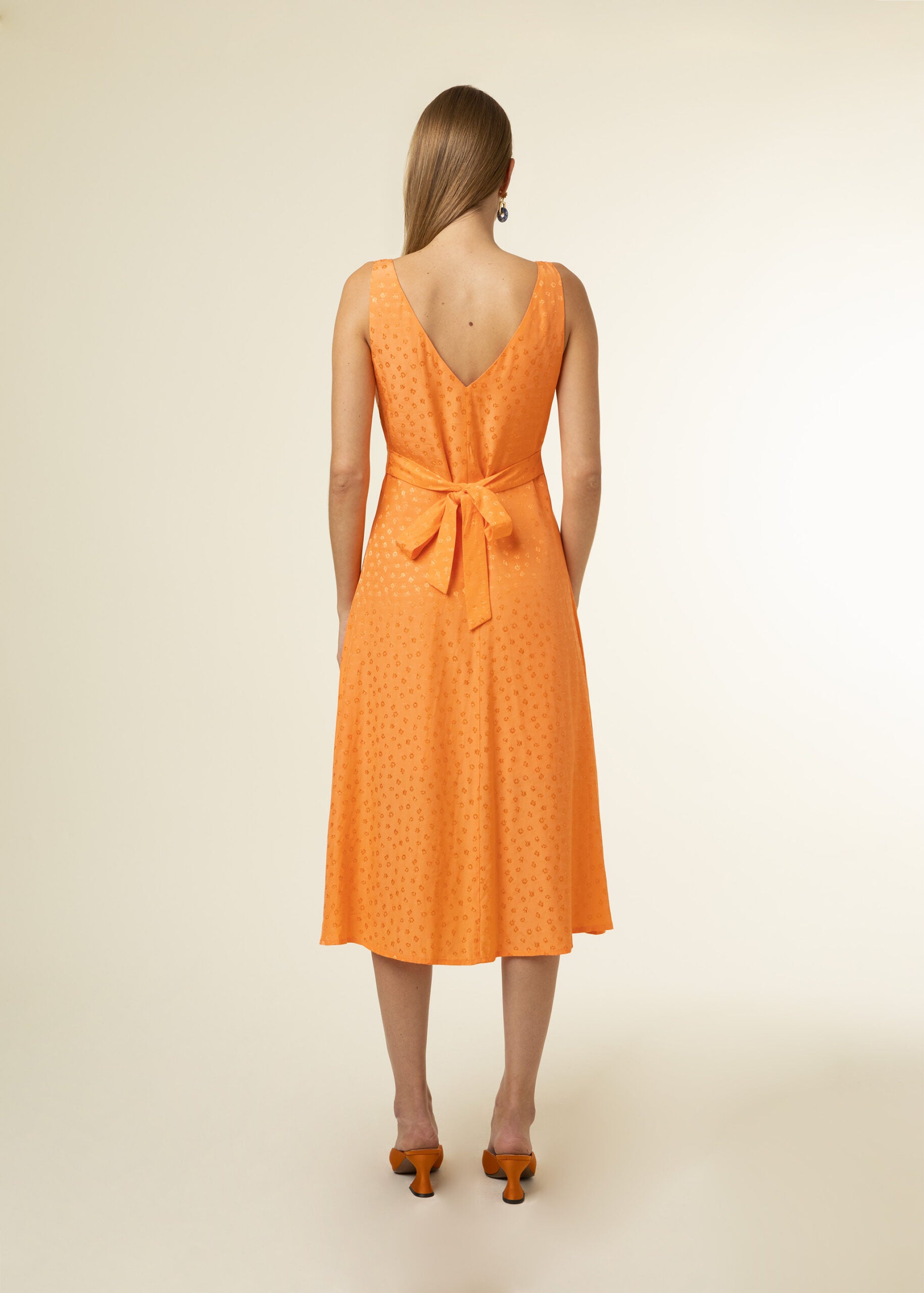 Cecile Midi Dress - Flowy Orange Summer Dress for Women | Casual & Party Wear | Perfect for Beach, Vacation & Date Nights