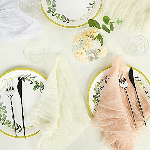 5 Pack Ivory Gauze Cheesecloth Cotton Dinner Napkins - Soft & Absorbent for Parties, Weddings, Picnics & Everyday Use - Elegant Table Decor for All Occasions (DFAO-1-Z2355)