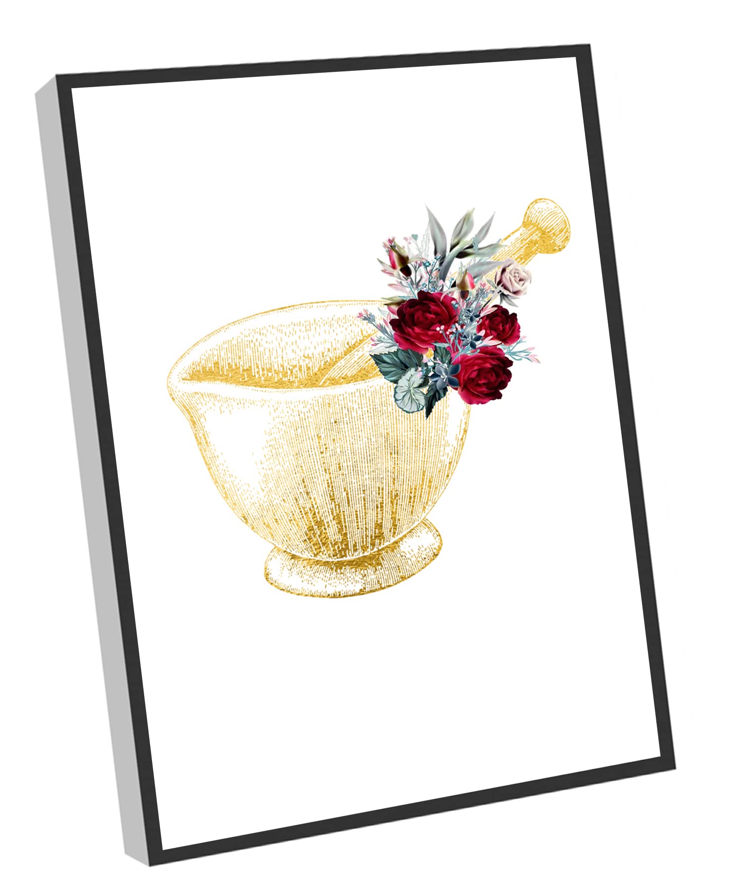 Mortar and Pestle Wall Art - Pharmacist Gift, Pharmacy Graduation Present, Floral Watercolor Canvas Poster - Modern Home Decor Oil Painting (12