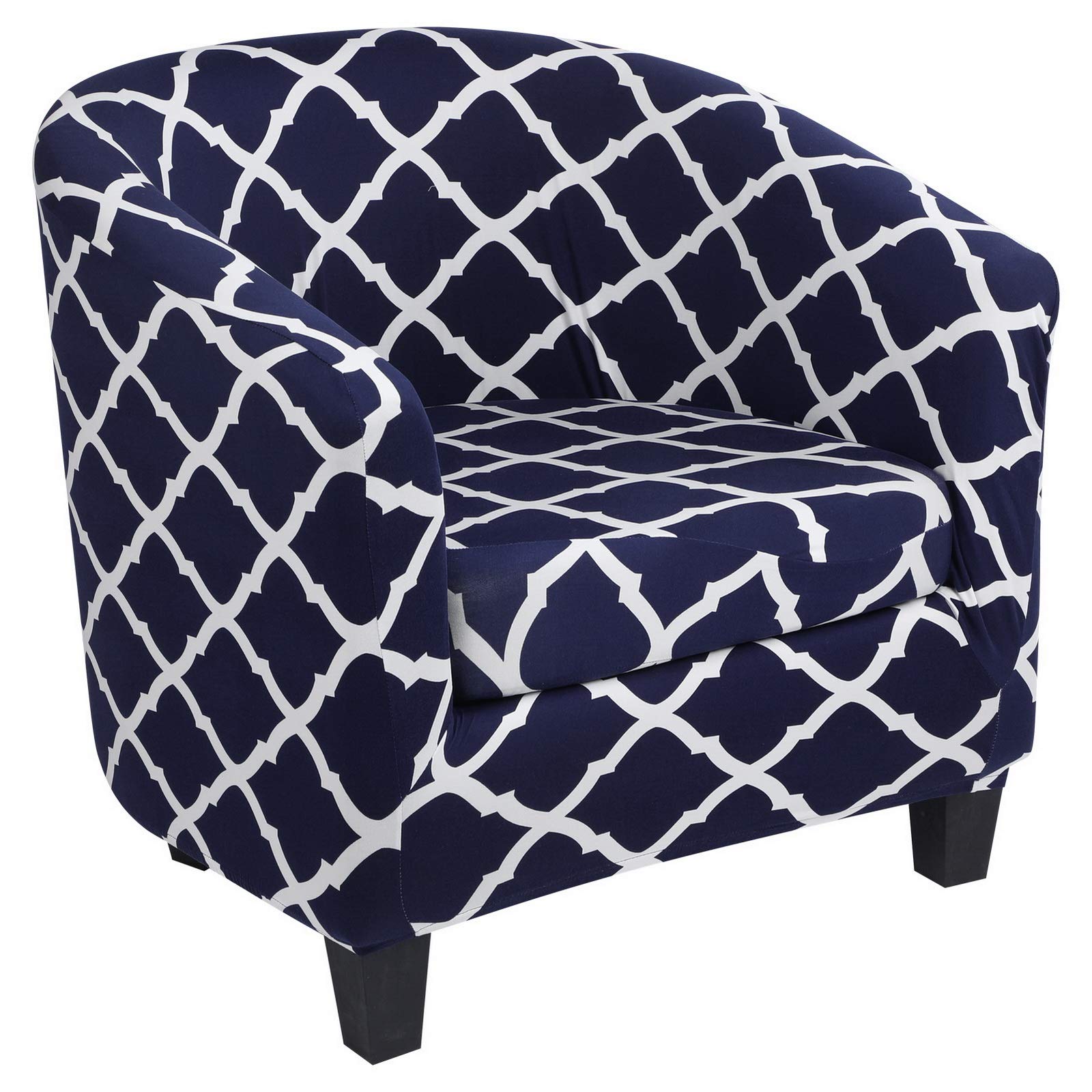 Stretch Armchair Slipcover 2-Piece Set - Spandex Barrel Chair Covers for Club Chairs & Tub Chairs - Sofa Protector for Living Room, Bar Counter - Easy Fit Furniture Protector for Home & Office Use