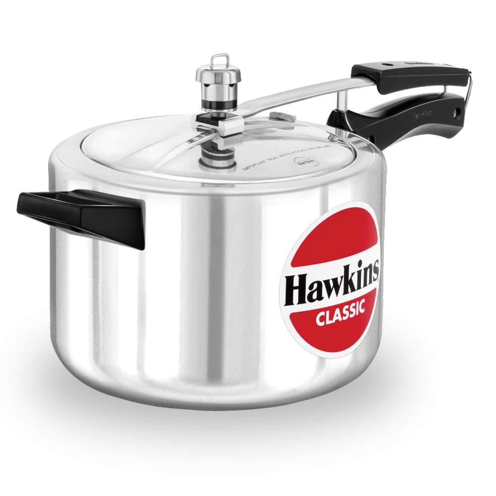 Hawkins Classic 5L Aluminum Pressure Cooker - Silver | Fast & Safe Cooking for Soups, Stews, and Rice | Ideal for Home Kitchens & Camping