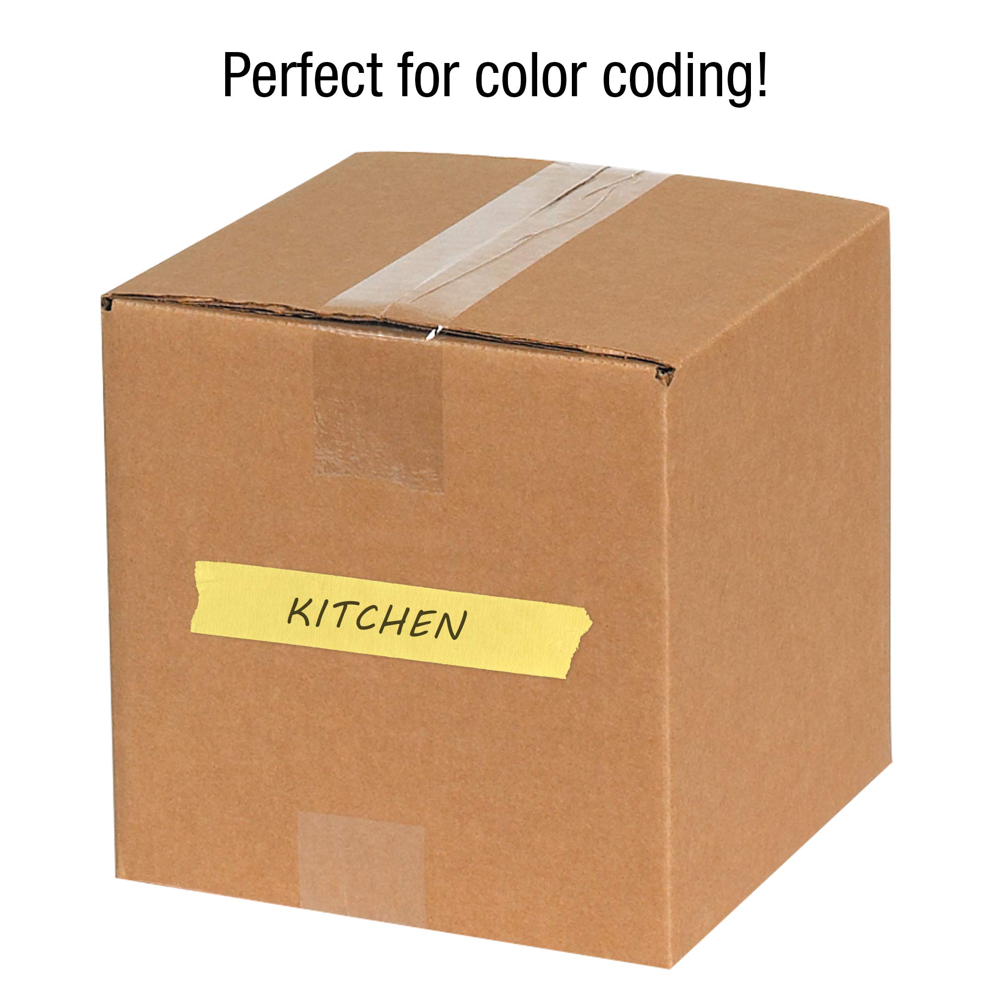 Aviditi Tape Logic 1/2 Inch x 60 Yards Colored Masking Tape - Yellow (72 Pack) | Multipurpose Adhesive Tape for Home, Office, Arts & Crafts, DIY Projects, Labeling & Coding | Perfect for Painting, Packaging, Organizing & School Projects