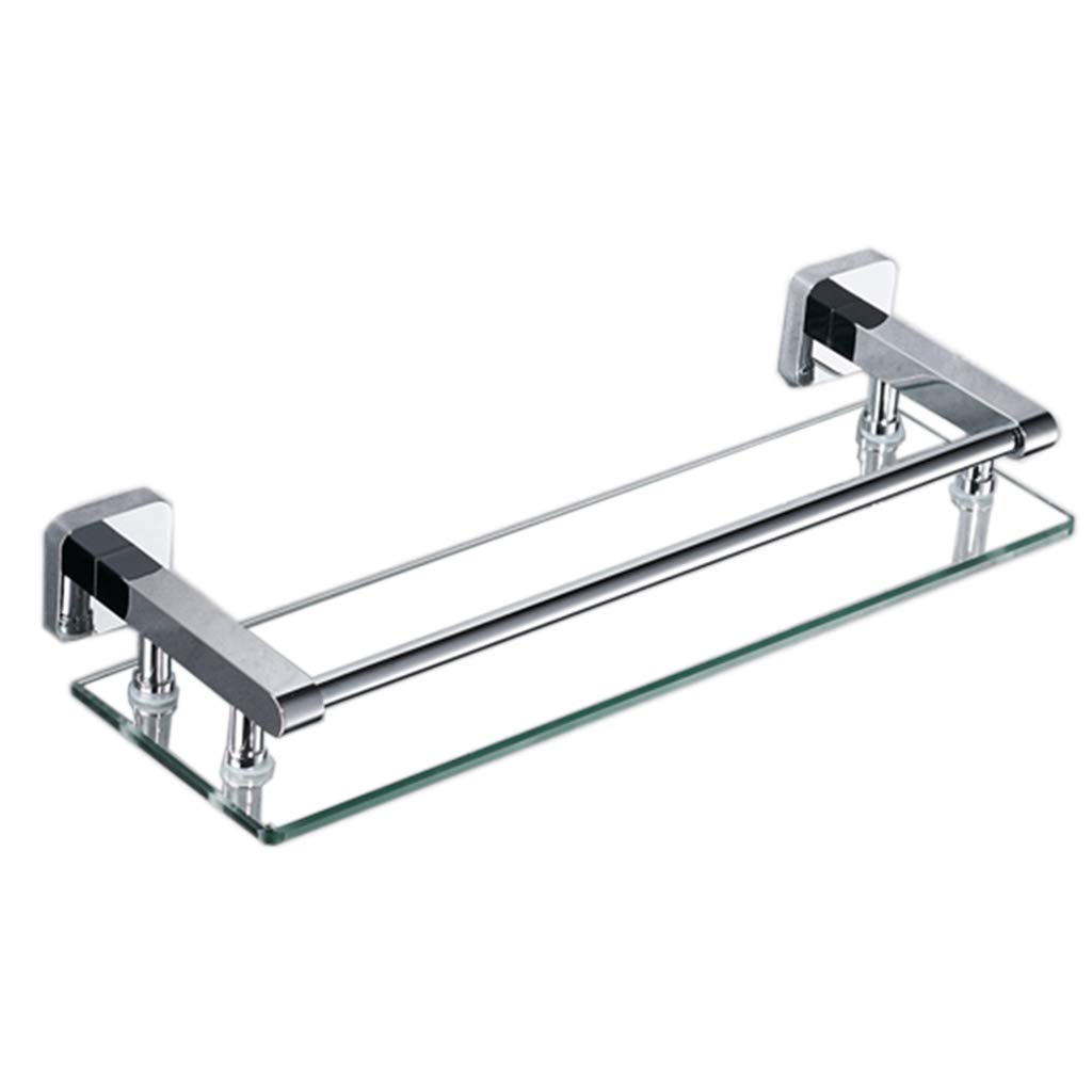 Multi-Layer Glass Bathroom Shelf - 7mm Thick Tempered Glass Storage Rack with Copper Frame for Shower, Bathroom & Kitchen Organization - Space-Saving Bathroom Organizer for Toiletries, Cosmetics & Cleaning Supplies
