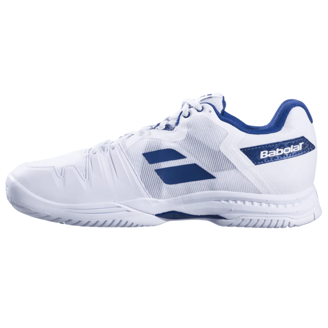 Babolat SFX3 All Court Men's Tennis Shoes - White/Navy - Lightweight & Durable for Hard Court & Clay Court Play