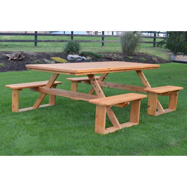 Premium 8ft Western Red Cedar Walk-In Table - Durable Outdoor Dining & Gathering Furniture for Patio, Garden, and Backyard Entertaining