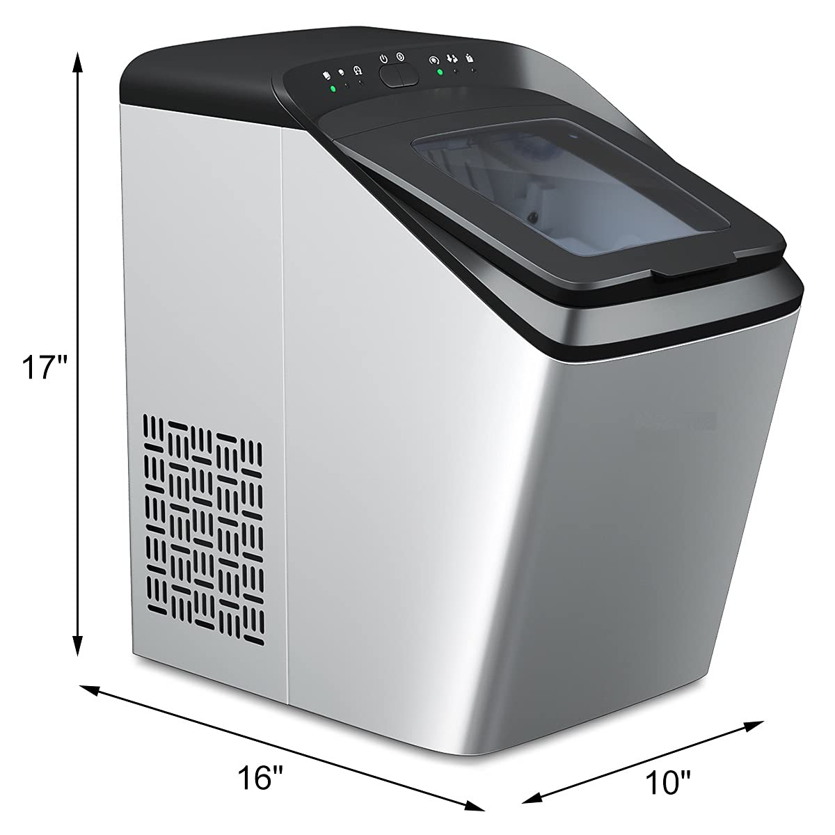 MAT EXPERT Stainless Steel Countertop Ice Maker - 33lbs/24H, Fast 7-Min Ice Making, Self-Cleaning Portable Ice Machine with Ice Scoop & Bucket - Perfect for Home Bars, Parties, Offices, and Outdoor Events