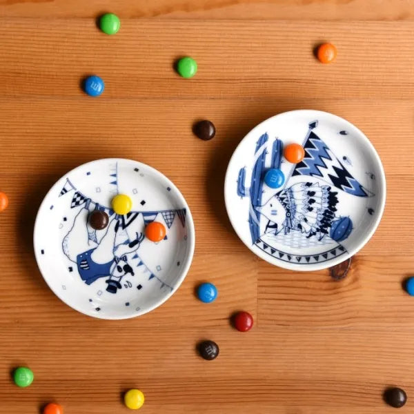 Hasami Yaki Japanese Ceramic Small Plates Set of 5 - Handcrafted Animal Design Tableware for Sushi, Desserts & Appetizers | Authentic Hasami Ware for Home Dining & Restaurant Use