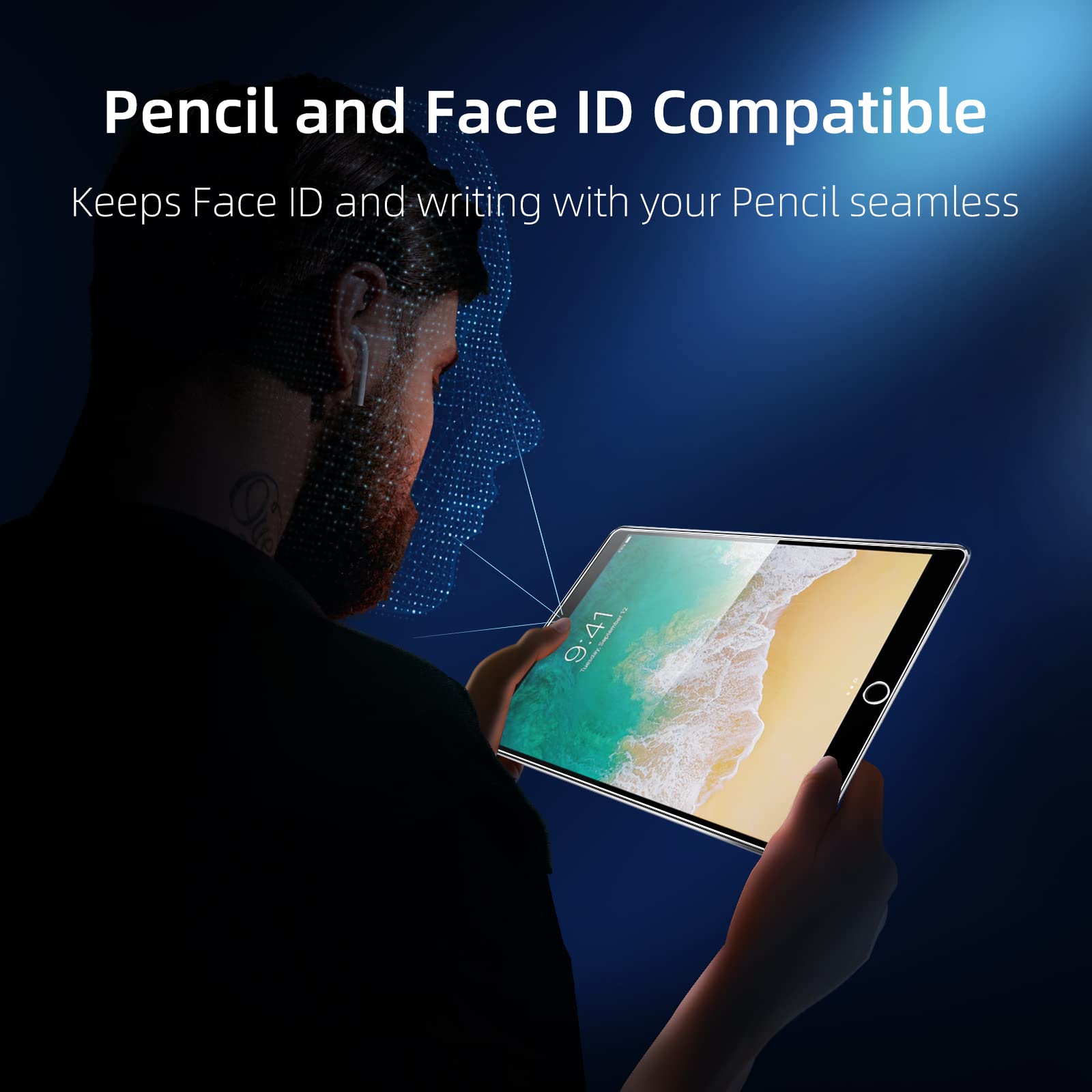 2 Pack Tempered Glass Screen Protector for iPad 9.7 Inch (2018/2017, 6th/5th Gen), iPad Air 1/2, iPad Pro 9.7