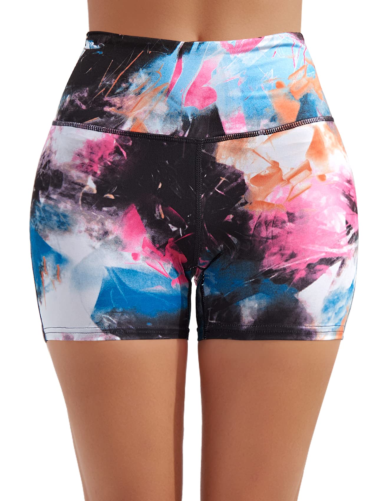 Zengjo Women's High Waisted 4 Inch Bike Shorts - Yoga, Volleyball, Running, Workout, Dance Compression Shorts with Fun Prints - Perfect for Gym, Sports & Casual Wear