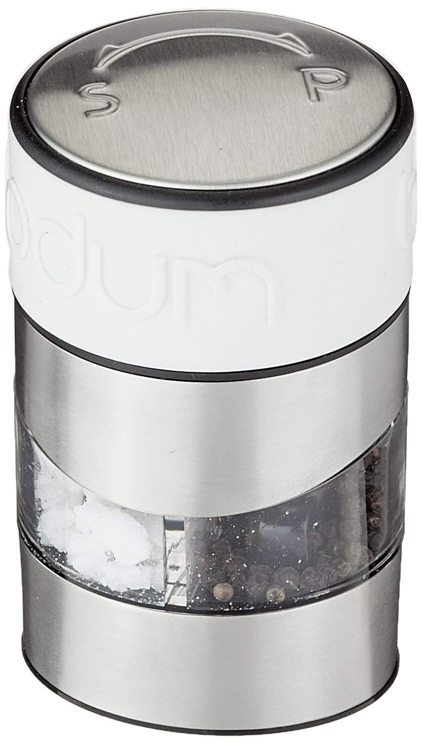 Bodum Twin Dual Salt and Pepper Grinder Set - Adjustable Ceramic Spice Mill for Kitchen & Dining - Perfect for Cooking, Seasoning & Tabletop Use - Off White