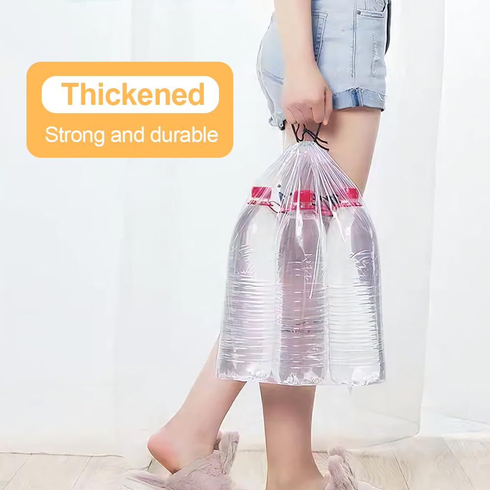 100 Pcs Clear Plastic Drawstring Shoe Bags for Travel & Storage - 16