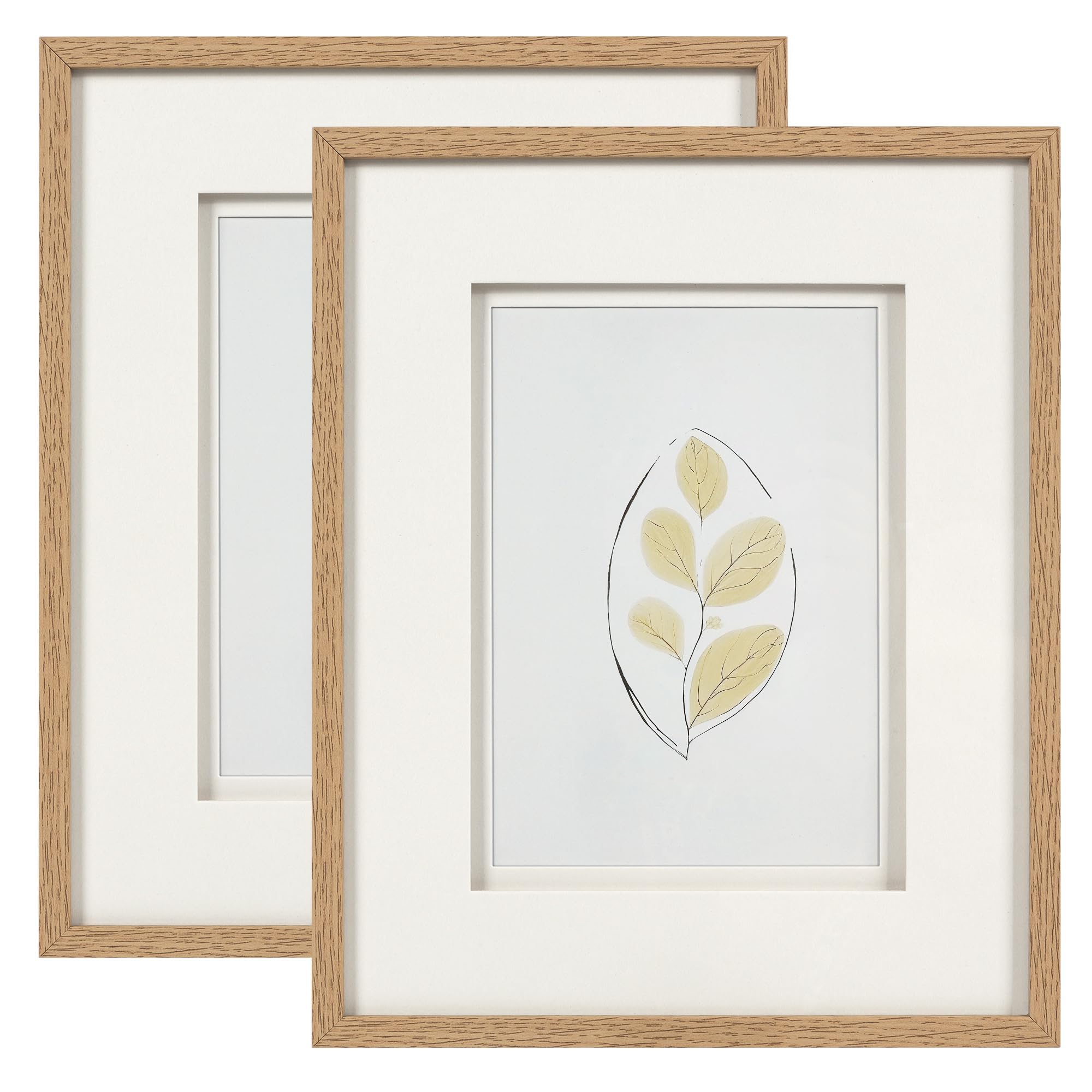 Afuly 5x7 Picture Frame with Mat for 8x10 Photos - Natural Wood Grain Modern Photo Frame with Double Mat - Perfect for Wall Hanging, Desk Display, Home Decor, and Gift Giving (Birthday, Mother's Day, Christmas)