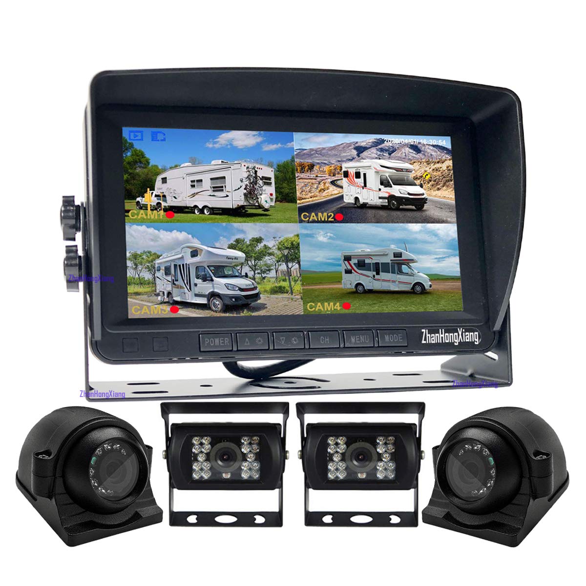 1080P FHD 4-Channel Backup Camera System with 7