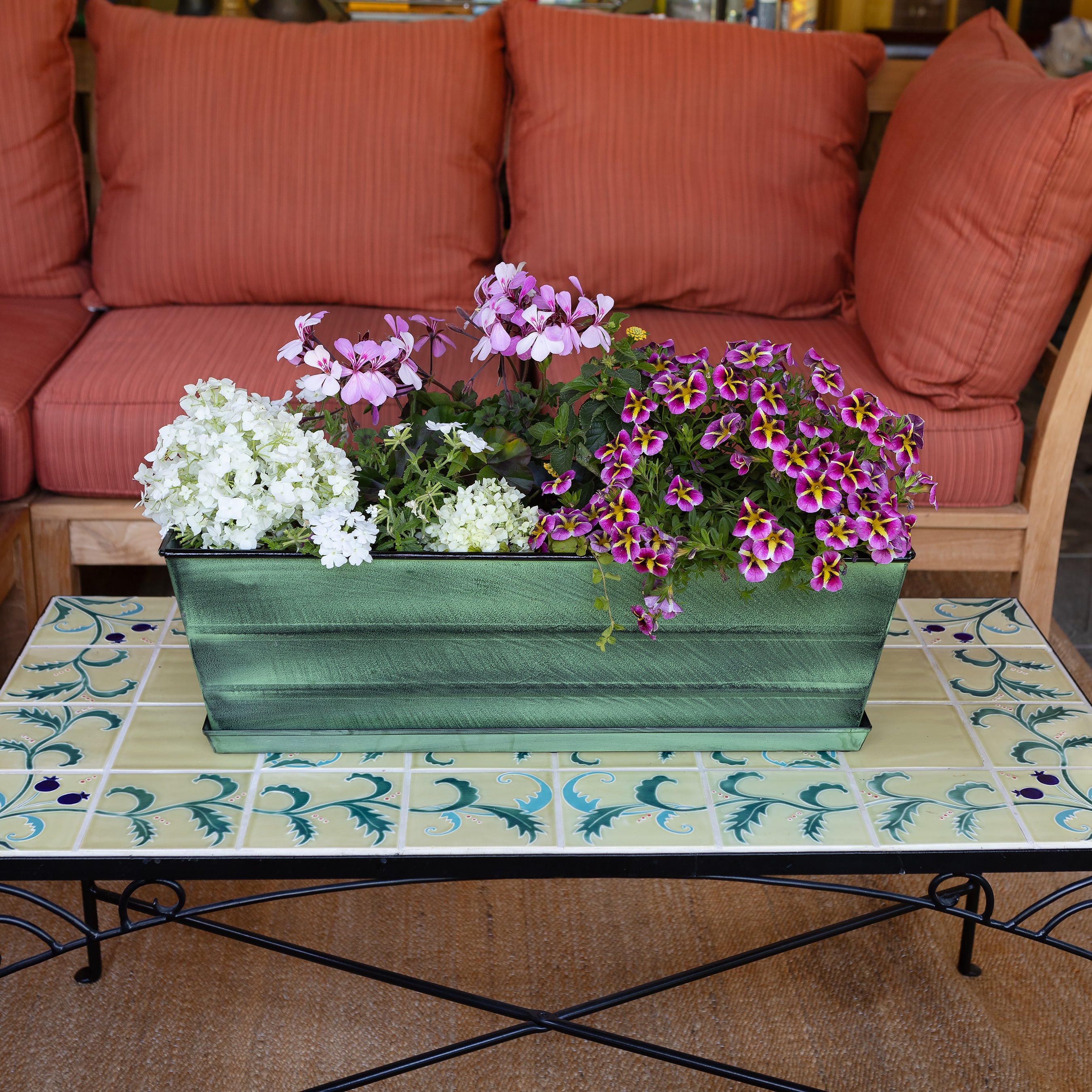 Achla Design Medium Green Flower Box Tray Kit - Perfect for Indoor Planters, Home Decor, and Garden Arrangements