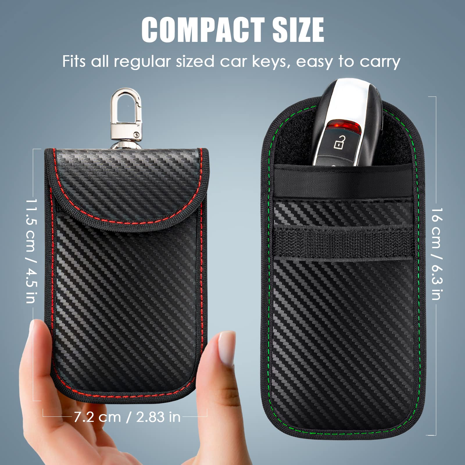 Faraday Key Fob Protector 2 Pack (Red & Green) - RFID Blocking Pouch for Car Keys, Signal Blocker Bag to Prevent Hacking & Theft - Perfect for Travel, Parking & Home Security