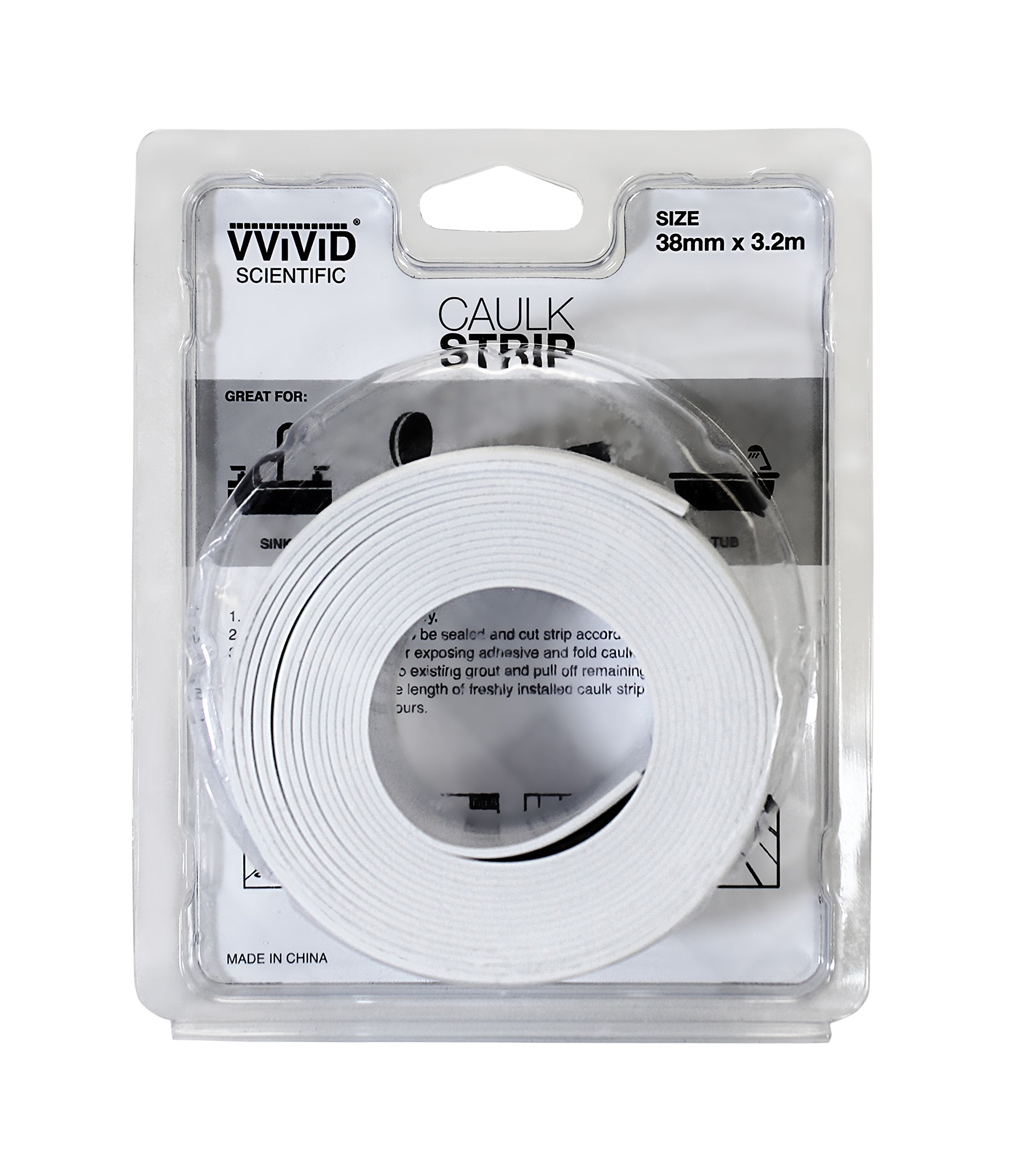 VViViD Peel & Stick Adhesive White Waterproof Caulking Sealant Tape Roll (1 Roll) - Self-Adhesive Weatherproofing Tape for Bathroom, Kitchen, Windows & Doors - Easy DIY Home Repair Solution