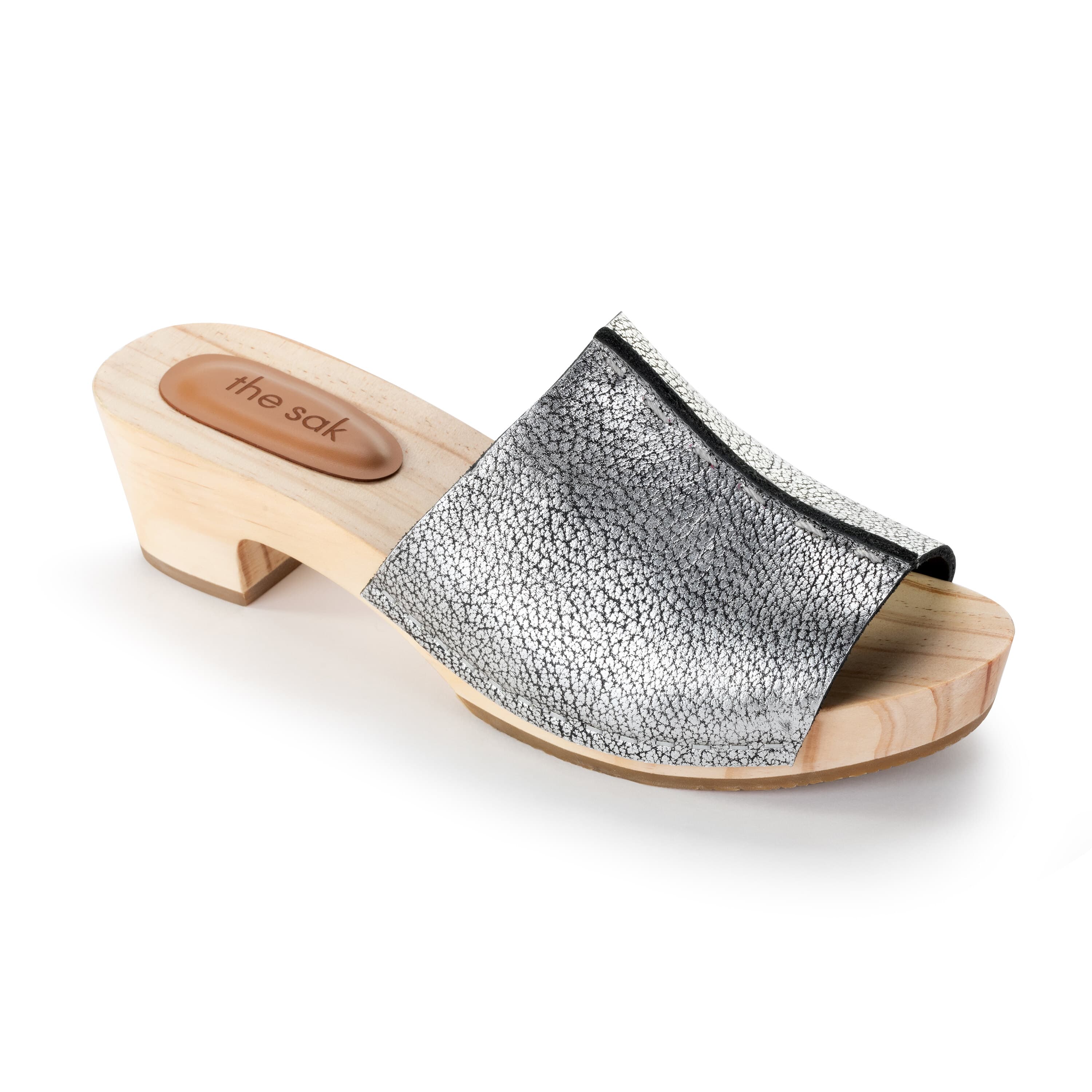 Ella Clog Sandal - Genuine Leather Dark Silver Women's Shoes | Comfortable Slip-On Sandals for Casual Wear, Beach & Summer Outfits