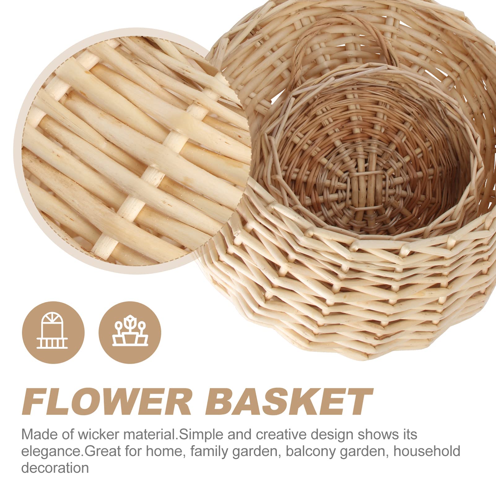 IMIKEYA 2 Pack Woven Hanging Plant Baskets - Macrame Wall Hangers for Indoor Outdoor Plants, Boho Home Decor with Wooden Basin - Perfect for Living Room, Bedroom, Patio & Garden Decor