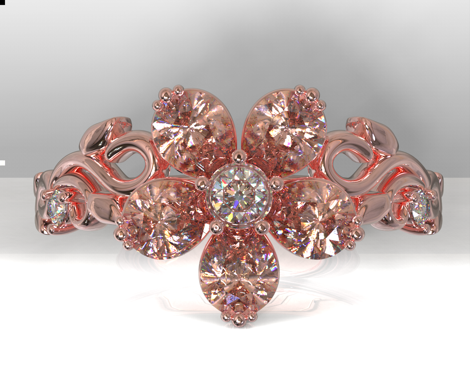 Exquisite 14K Gold Plumeria Flower Morganite Engagement Ring for Women – Perfect for Beach Weddings & Tropical Proposals