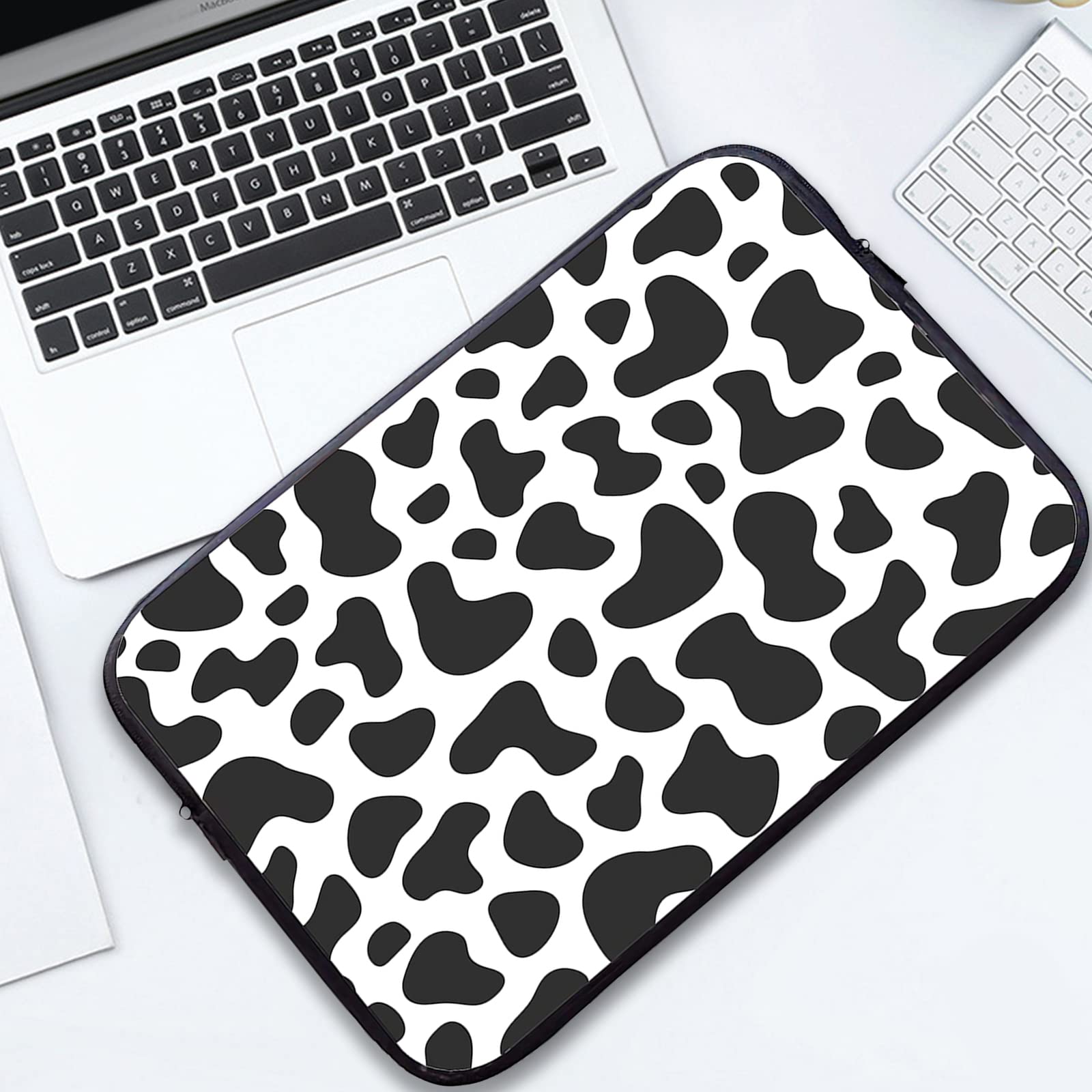 Cow Print Laptop Sleeve Case for 13-15 Inch Notebook - Durable Computer Cover Bag for MacBook, Dell, HP | Perfect for Work, School & Travel Protection