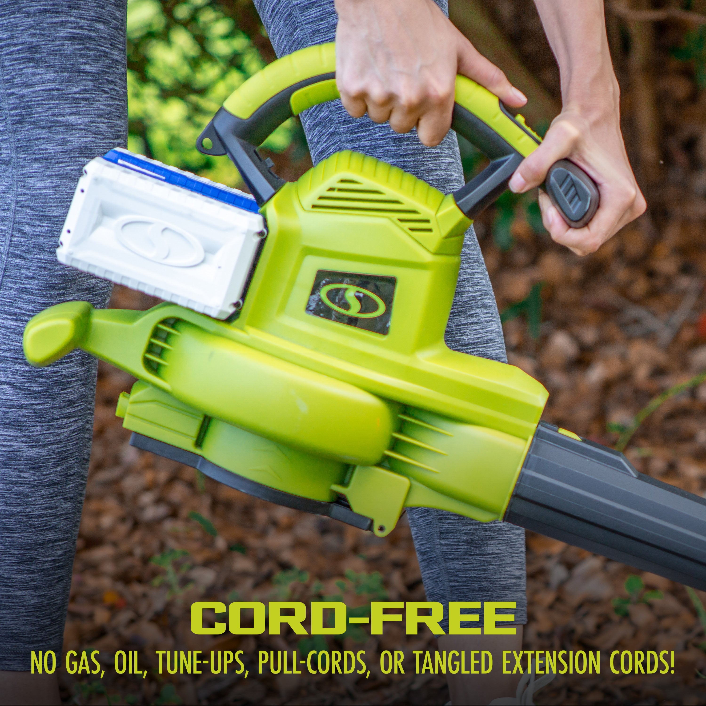 Sun Joe 24V X2 BVM190 CT 48 Volt IONMAX Cordless Leaf Blower Vacuum Mulcher Kit - 190 MPH, 340 CFM | Powerful Yard Cleanup Tool for Leaves, Grass Clippings & Debris | Perfect for Driveways, Patios & Garden Maintenance
