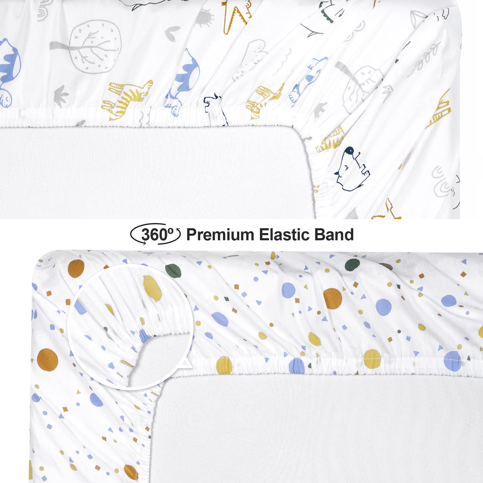 PHF 100% Cotton Bassinet Sheets 2 Pack - Soft Breathable Crib Bedding for Baby Boys & Girls - Premium Fitted Sheets for Various Mattress Pads - Woodland Animals Design - Perfect for Nursery, Daycare & Travel