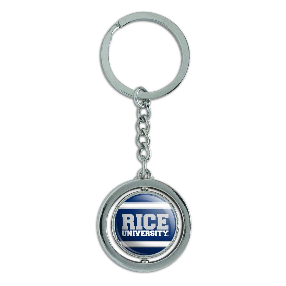 Rice University Stripes Spinning Round Chrome Plated Metal Keychain - Perfect for Alumni Gifts, College Graduation Presents & School Spirit Accessories