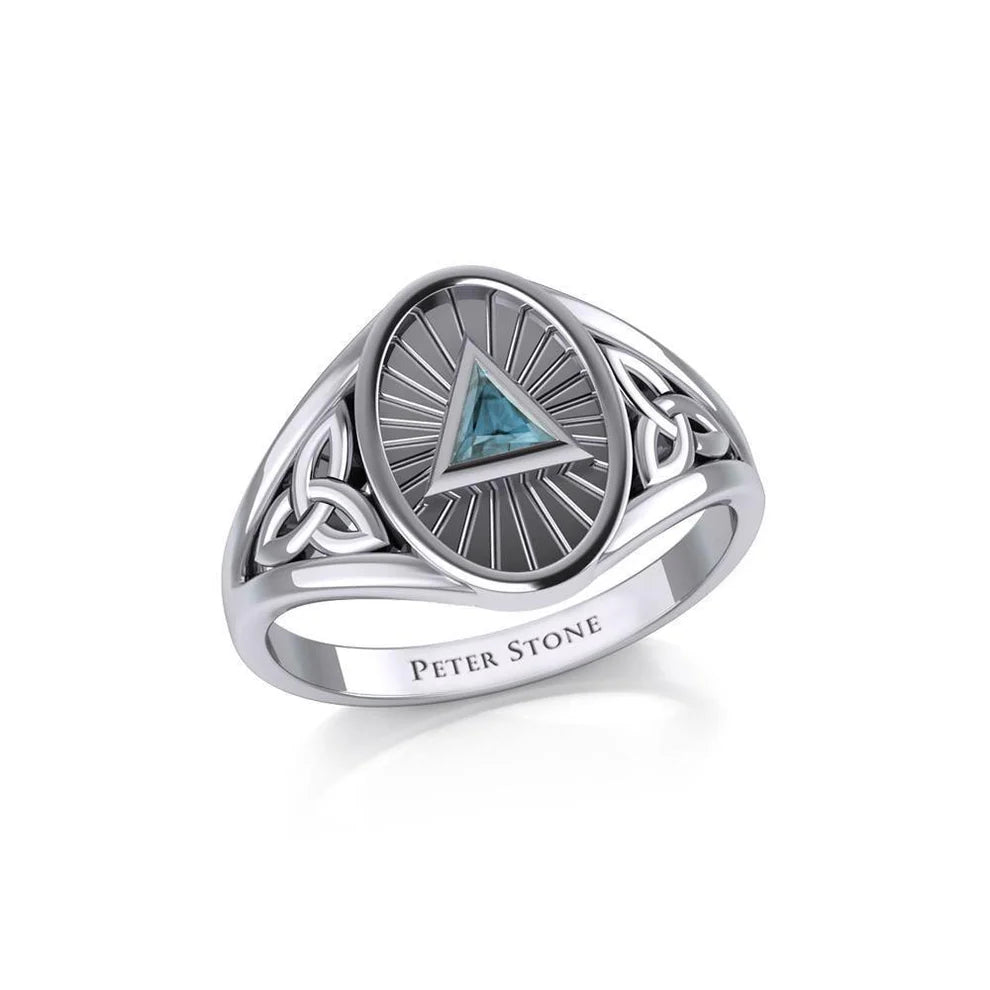 Celtic Trinity Knot Sterling Silver AA Recovery Ring with Inlaid Symbol - Meaningful Jewelry for Sobriety & Spiritual Protection - Perfect for 12-Step Programs, Addiction Recovery Gifts, and Irish Heritage Celebrations