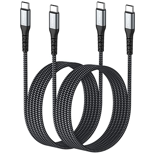 2-Pack SUNGUY 6FT USB-C to USB-C Fast Charging Cable 60W PD - Compatible with Galaxy S23/S22/S21/Z Fold/Z Flip, iPad Pro/Air 2020, MacBook Air/Pro, PS5, Switch, Pixel 7/6/5 - Perfect for Home, Office & Travel Charging