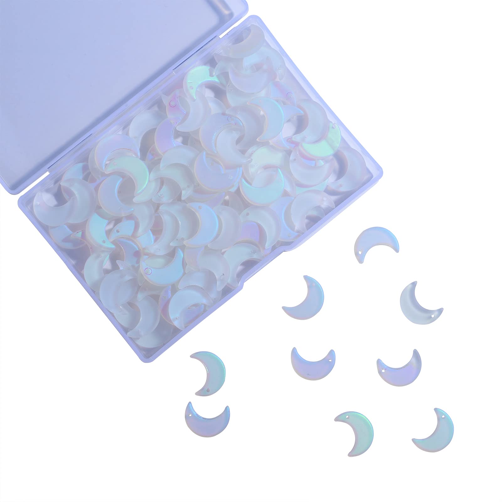 100Pcs Clear Moon Glass Charms - Transparent Crescent Pendants for DIY Jewelry Making, Bracelets & Necklaces - Perfect for Boho, Witchy & Celestial Jewelry Designs