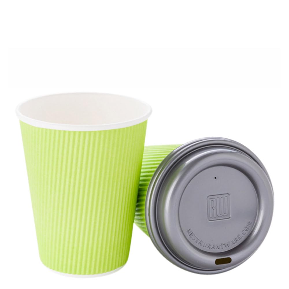 12oz Disposable Coffee Cups - 500 Pack Eco-Friendly Ripple Wall Hot Cups for Coffee, Tea & Hot Beverages | Rolled Rim, Insulated Paper Cups | Lids Sold Separately | Perfect for Cafes, Offices & Events