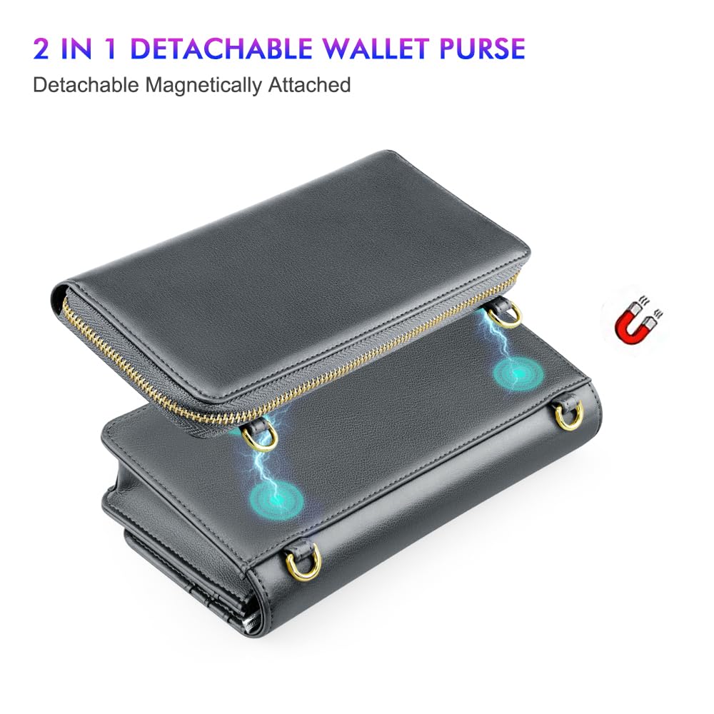 NUOKU Women's Crossbody Bag with Detachable RFID Blocking Wallet & Credit Card Holder - 2 Sizes Included | Perfect for Travel, Shopping & Everyday Use