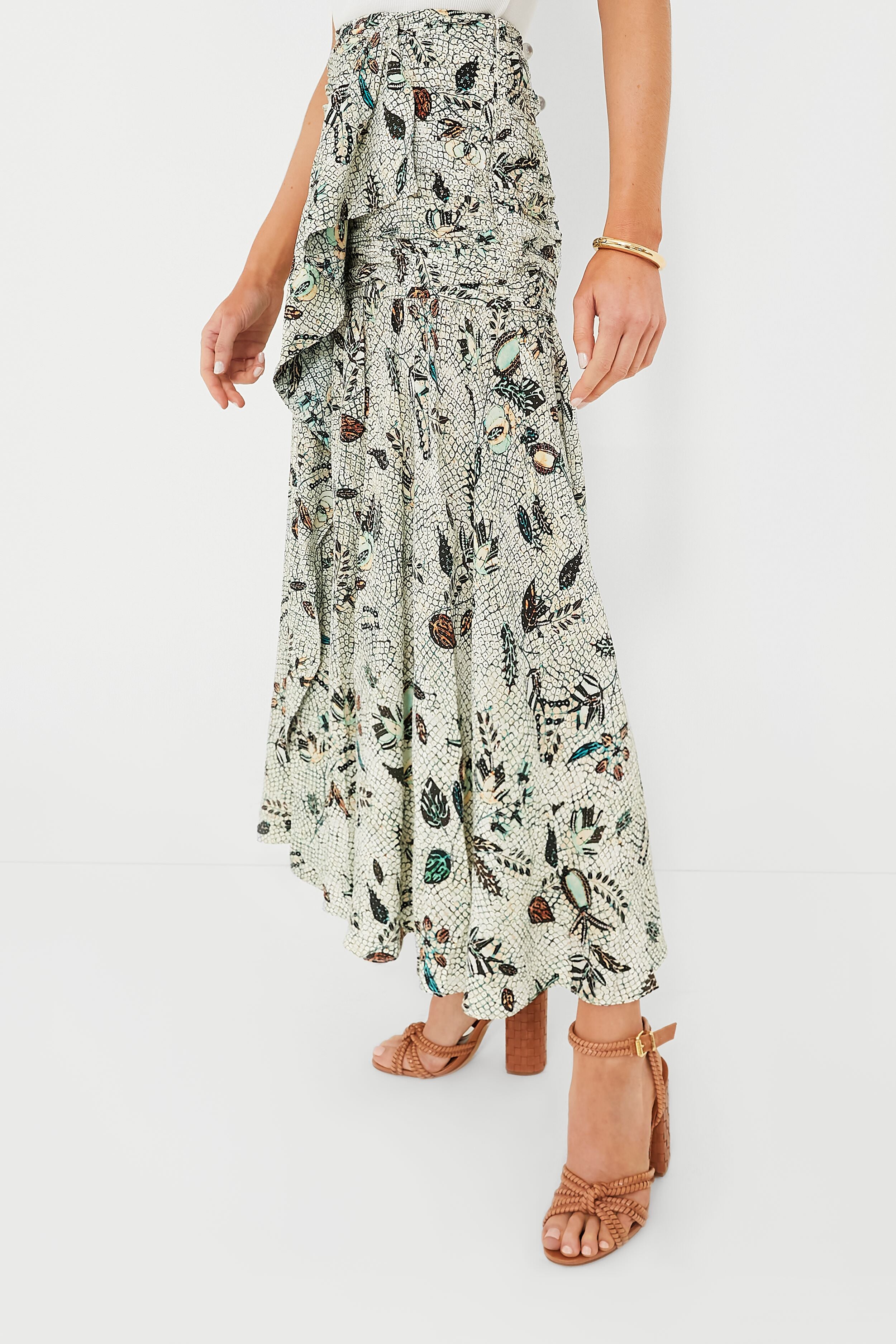 Georgina Skirt with Botanical Print - Floral Maxi Skirt for Women | Boho Chic Summer Dress, Beach Vacation & Casual Outfit