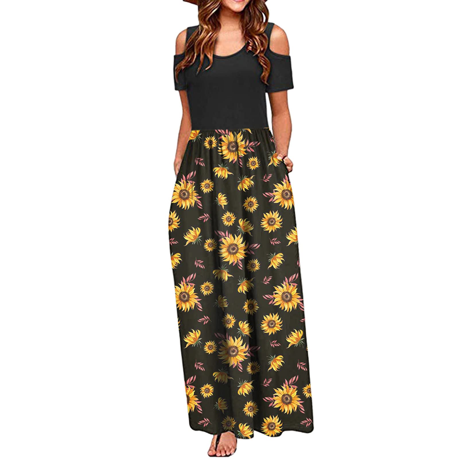Stylish Floral Print Women's Maxi Shirt Dress with Shoulder Pocket - Summer Wrap Dress for Casual Outings, Beach Vacations & Date Nights