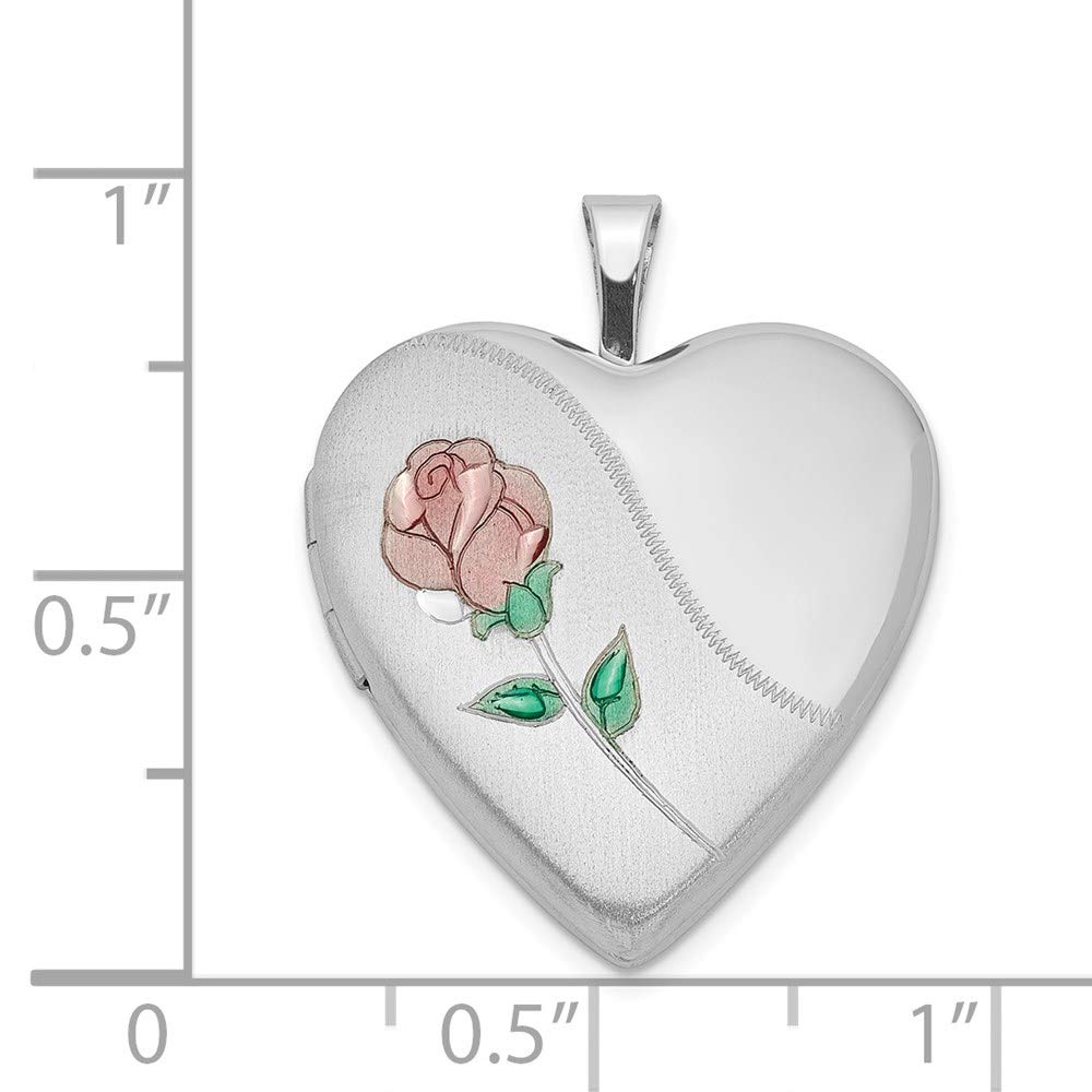 Black Rose Heart Locket - Sterling Silver Enameled Pendant for Gifts & Jewelry