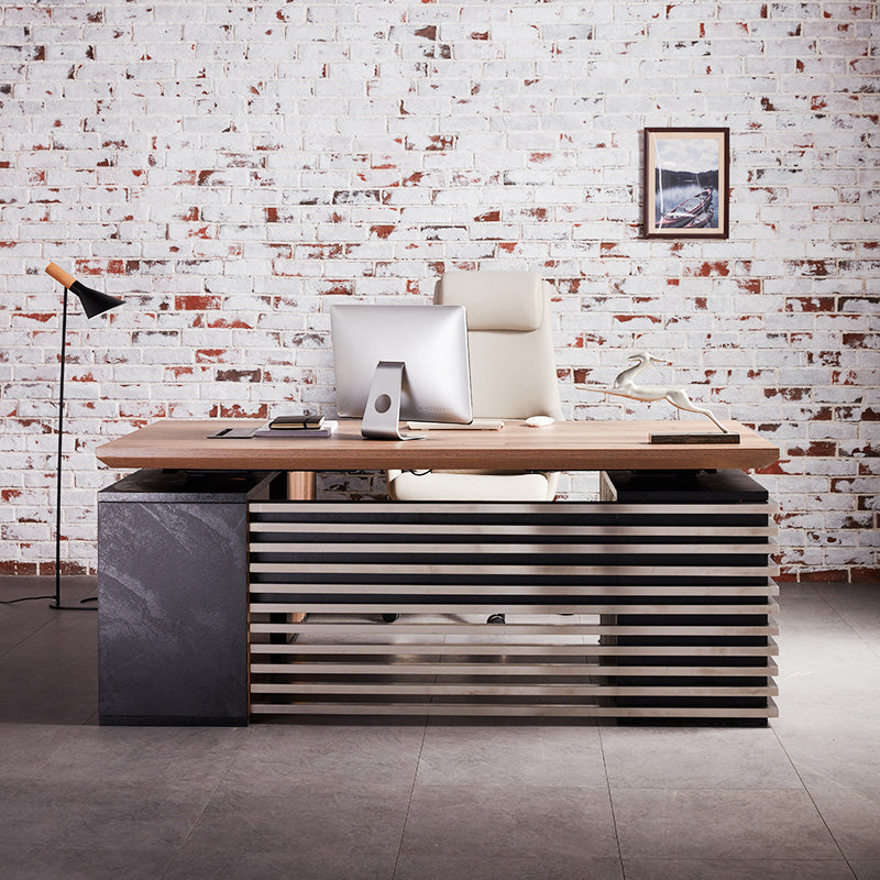 Premium Electric Height Adjustable Sit Stand Desk with Right Return - 1.8M Warm Oak & Black Frame | Home Office & Workspace Ergonomic Standing Desk Solution