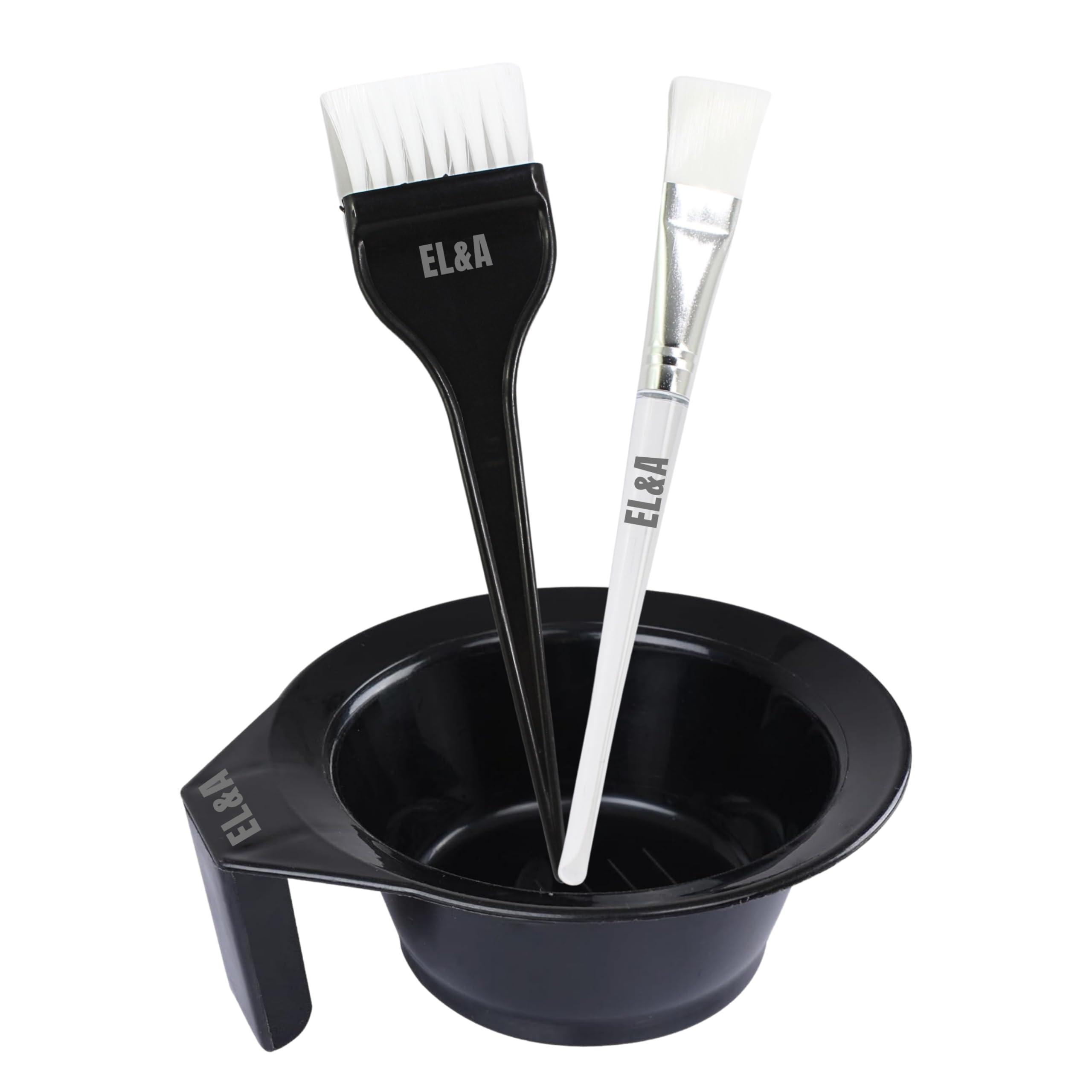 Professional Hair Dye Bowl & Applicator Brush Set with Transparent Handle Face Brush - Hair Coloring Kit for Salon & Home Use - Perfect for DIY Hair Coloring, Root Touch-Ups & Skincare Application