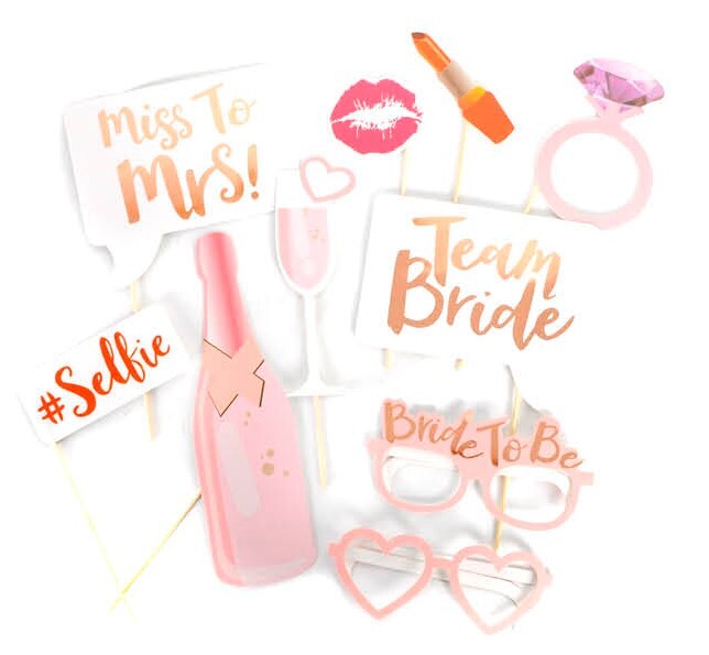 10x Bride To Be Photo Booth Props - Hens Party, Bridal Shower & Bachelorette Selfie Accessories for Wedding Celebrations