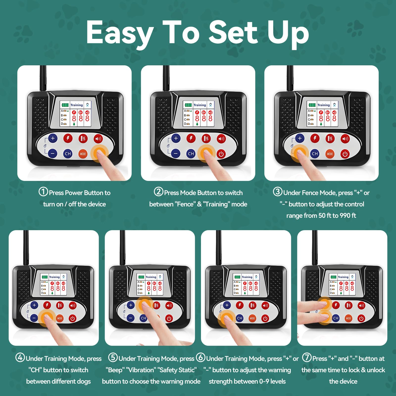 **2-in-1 Wireless Dog Fence System with Remote Training Collar – Electric Fence for Dogs, IPX6 Waterproof, Outdoor Yard Use for Safe Pet Containment & Training**    *(Use Case: Perfect for training and safely containing dogs in yards, gardens, or open outdoor spaces.)*