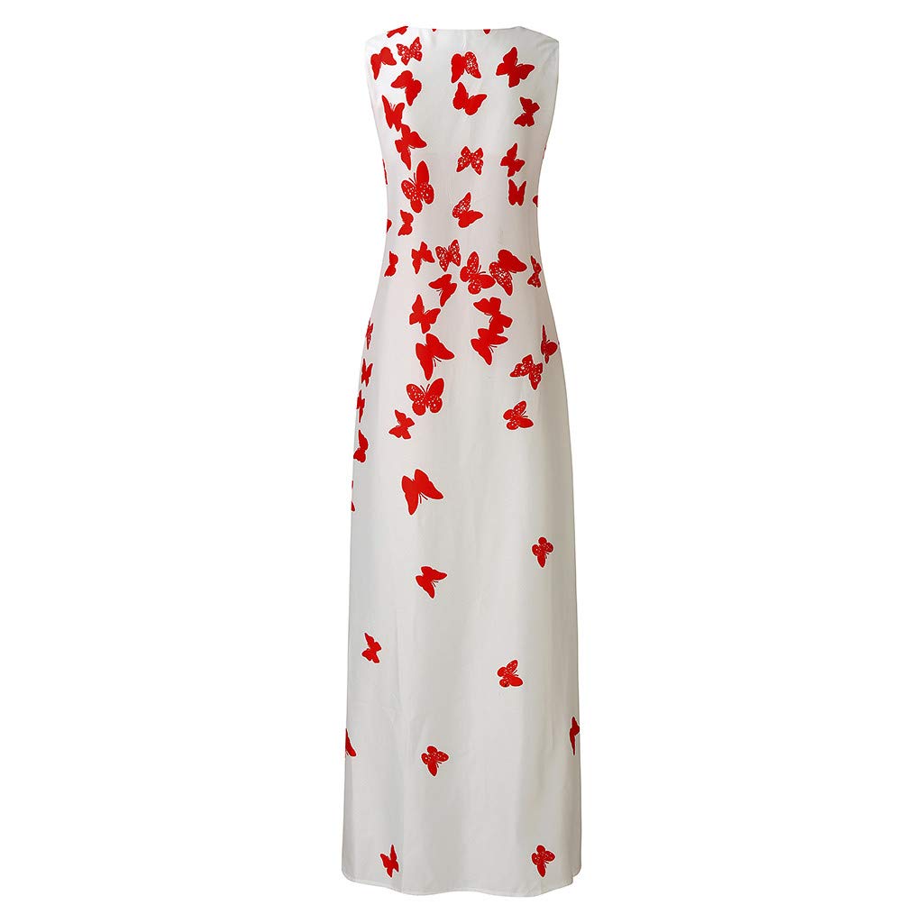 Vintage Women's Sleeveless Cotton Blend Butterfly Print Dress - Casual Summer Dress for Daily Wear, Beach Outings & Garden Parties