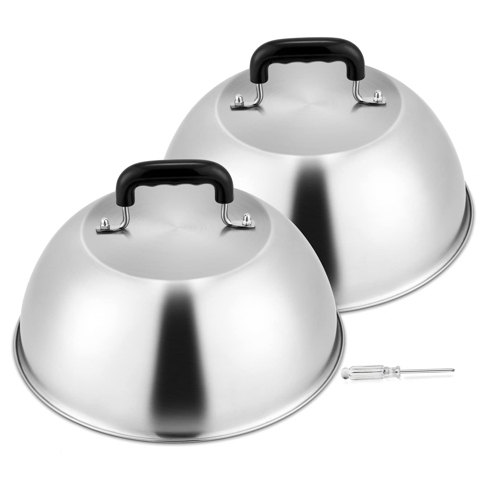 HaSteeL 12-inch Stainless Steel Melting Dome Set of 2 - Large Basting & Steaming Cover for Griddle, Grill, Teppanyaki & Flat Top - Perfect for BBQ, Cheese Melting, Burgers & Vegetables - Indoor/Outdoor Use - Heavy Duty & Dishwasher Safe - Ideal for Restaurants, Food Trucks & Backyard Cooking