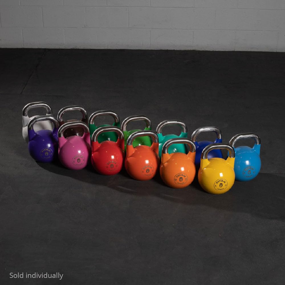 Titan Fitness Competition Kettlebell - Single Piece Cast Iron, KG Markings for Weightlifting, Strength Training & Full Body Workout | Perfect for Home Gym, CrossFit & Functional Fitness Training